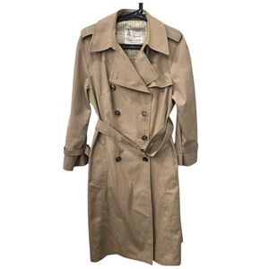 Vtg London Fog Beige Double-Breasted Trench Coat sz 12P
